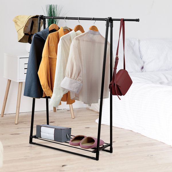 Rebrilliant Aframe Garment Rack Folding Clothes Hanger W/ Extendable Hanging Rod&shoe Shelf